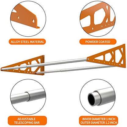 Tire Rack Wall Mount Adjustable 31"-56" Tire Storage Rack Wall Mount wheel rack with Heavy Duty Telescopic RodsSteel 400 Pound Weight Capacity (Orange)