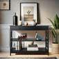 Nouva Narrow Console Accent Table w/Storage Shelf, 3-Tier 40 Inch Entryway Sofa Table End Table Display Shelf w/Drawer for Living Room Hallway Entryway Foyer,Black