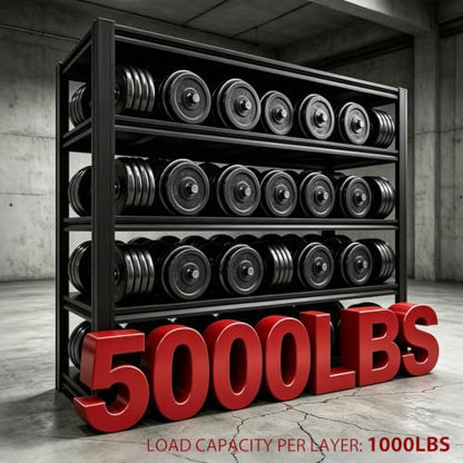 5 Tier Heavy Duty Garage Shelving Units, 5000 lbs Capacity Adjustable Metal Storage Shelves, 84" H x 55" W x 24.05" D Steel Utility Racks for Garage, Warehouse, Basement