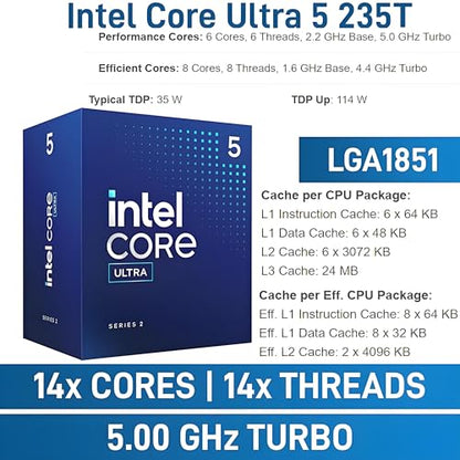 Dell Pro Micro Plus Desktop AI PC, Mini Bussiness Computer 14-Core Intel Ultra 5 235T up to 5.0GHz, 13 Tops NPU, 64GB DDR5 RAM, 1TB PCIe SSD, Wi-Fi 6 Bluetooth, Supports 4 Monitors, Windows 11 Pro