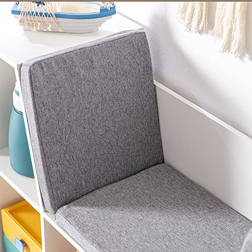 HOMCOM 6-Cubby Kids Bookcase with Reading Nook and Cushion, Multi-Purpose Storage Organizer for Bedroom, Living Room, Pure White - color: White