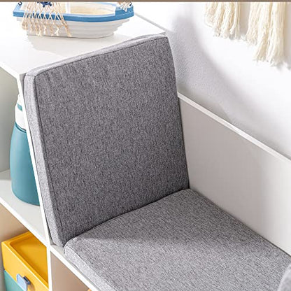 HOMCOM 6-Cubby Kids Bookcase with Reading Nook and Cushion, Multi-Purpose Storage Organizer for Bedroom, Living Room, Pure White - color: White