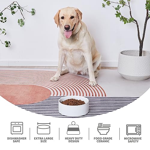 8'' Ceramic Dog Bowl - 70Oz Classic Dogs Food & Water Bowl for Medium and Large Breeds, Heavy-Duty Non-Slip Dog Dish, Food Grade Stoneware Pet Bowl, Dishwasher & Microwave Safe, White - color: Bowl - White, size: 8 inch