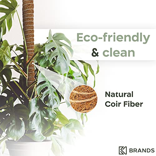 K-Brands 48'' Bendable Moss Pole Monstera Plant Support - Coconut Palm Fiber - Brown - Rectangular - Climbing Plant Support Structure - size: 1-Pack (48 in)
