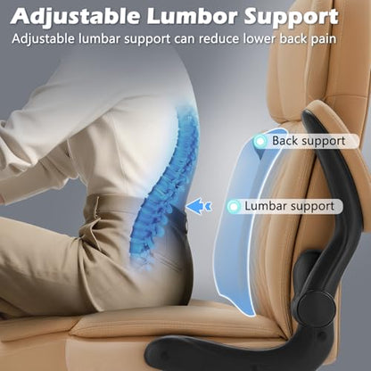 450 LBS Big and Tall Executive Office Chair with Flip up Arm, Heavy Duty Leather Computer Desk Chair,Comfortable High Back Swivel Home Office Chair with Rolling for Adults (Yellow) - color: Yellow