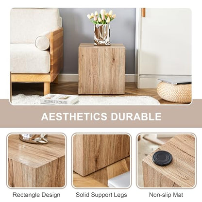 15.7" H Square Compact Coffee Table,Small Cube End Table,Modern Side Table with Stylish Wood Pattern,Minimalist Accent Table for Living Room,Office,Apartment,Nightstand(Light Wood,15.7") - color: Light Wood,15.7"h