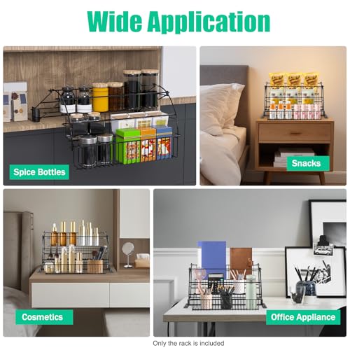 Spice Rack Organizer, 3 Tier Retractable Pull Down Cabinet Mount, Space Saving Design, Rust Resistant Heavy Duty with Railing Stopper & Mounting Screws for Kitchen Cabinet Pantry Cupboard