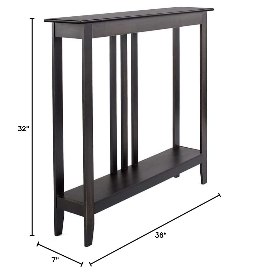 The Lakeside Collection Slim Space Saving Accent Table 36" W x 7" D x 32" H - Antique Black - color: Antiqued Black