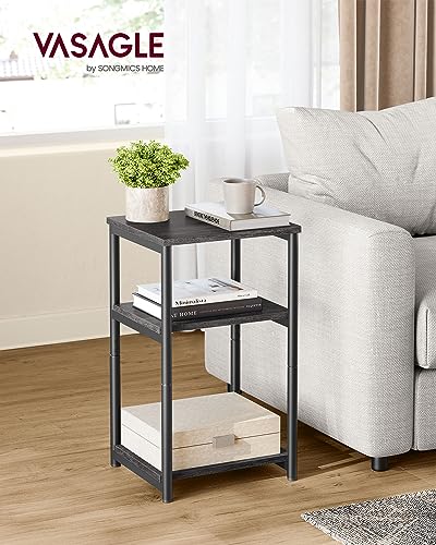 VASAGLE BARNET Collection - Side Table, Small End Table for Living Room, Modern Tall Nightstand, Bedroom, Office, Bathroom, Steel Frame, Misty Gray and Ink Black ULET273B68 - color: Misty Gray + Ink Black