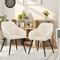 annjoe Faux Leather Accent Chair Arm Chairs Living Room Chairs Leisures Chair Upholstered Chair with Metal Legs Set of 2 for Home Kitchen Office Bistro Cafe - color: Beige