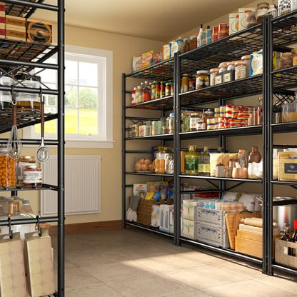 DurayLoly Storage Shelves 5-Tier Large Capacity Wire Shelving with Hooks, Heavy Duty Garage Shelving Unit with Leveling Feet, Stable Metal Shelf for Pantry, Kitchen and Closet, 72" H x 36" W x 12" D - size: 36" W x 12" D x 72" H (5T)