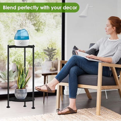 30 inch Tall Plant Stand Indoor for Living Room, Balcony, Bedroom, 2-Pack | Rustic Industrial Wood Flower Holder for Heavy Plants, Stable & Durable, Multi-function 2 Tier Display Rack, Easy Assembly - color: black-2 pack