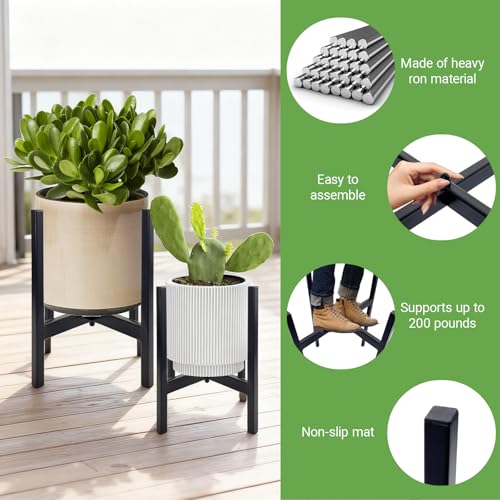 4 Pack Metal Plant Stands, Indoor & Outdoor Plant Flower Supports | Sturdy & Stable with No Wobble, Perfect for Porch, Patio, Indoor Room and Garden for Plant Enthusiasts