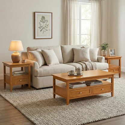 SIMPLIHOME Warm Shaker Solid Wood 20 inch Wide Rectangle Transitional End Side Table in Light Golden Brown for the Living Room and Bedroom - color: Light Golden Brown, size: 20 inch, style: End Table
