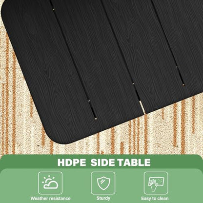 Patio Side Table, Small Rectangular HDPE Adirondack End Table for Outdoor Use in Pool, Garden, Lawn, Backyard,Black - color: Black
