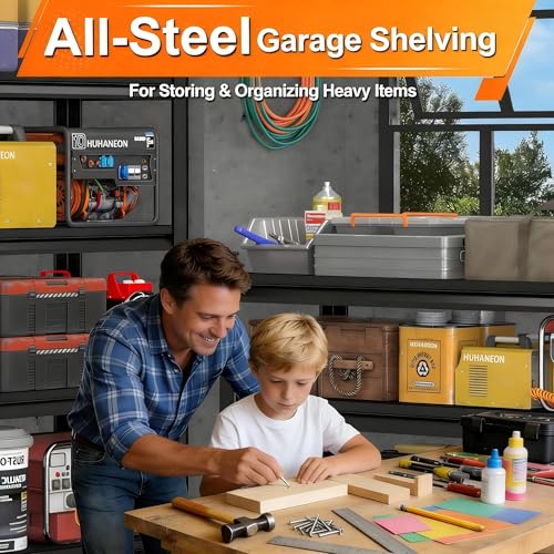 Metal Storage Garage Shelving - 5 Tier 48'' Wide 2800 Lbs Heavy Duty Utility Shelves Freestanding - Adjustable Rack Units for Kitchen Pantry Basement - 48" W x 18" D x 78" H Black - size: 48"Wx18"D-5T