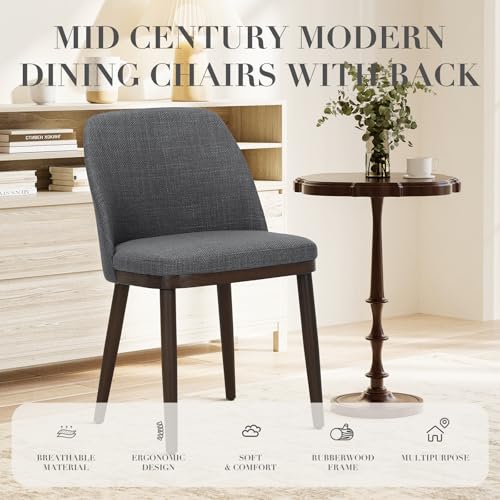 COLAMY Upholstered Dining Chairs Set of 6, Modern Kitchen Chairs with Back, Wood Side Dining Room Chairs for Kitchen, Dining Room, Restaurant, Light Grey - color: Light Grey, size: Set of 6