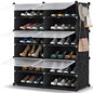 HOMIDEC Shoe Rack Organizer, 6 Tier Storage Cabinet 24 Pair Plastic Shoe Shelves for Closet Hallway Bedroom Entryway - color: Black, style: 2 by 6