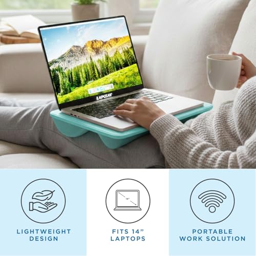 LAPGEAR Compact Lap Desk – Aqua Sky, Fits 14" Laptops - color: Aqua Sky, size: 14″ Laptop (Compact)