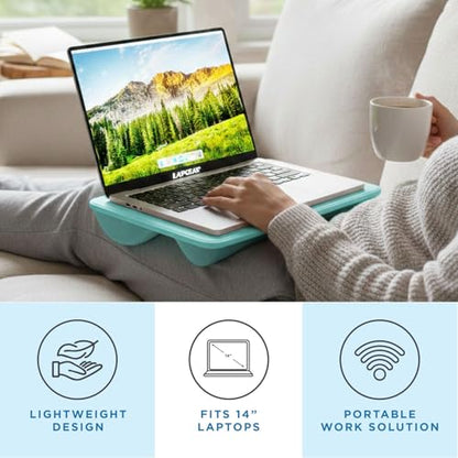 LAPGEAR Compact Lap Desk – Aqua Sky, Fits 14" Laptops - color: Aqua Sky, size: 14″ Laptop (Compact)