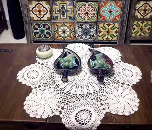 Damanni Cotton Handmade Crochet Lace Tablecloth Doilies Doily,Round,White,27 Inch - color: White, size: 27" (Round)