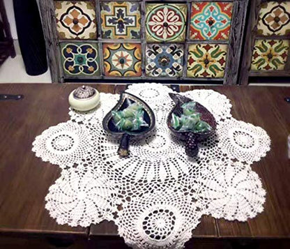 Damanni Cotton Handmade Crochet Lace Tablecloth Doilies Doily,Round,White,27 Inch - color: White, size: 27" (Round)