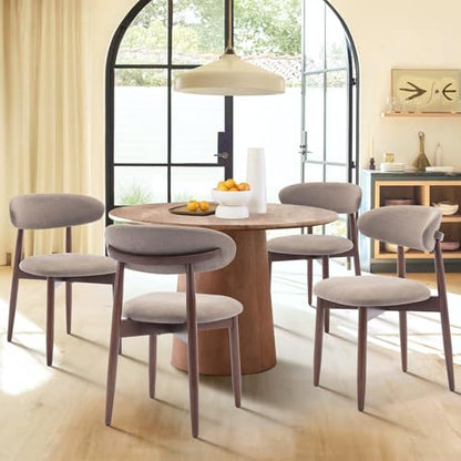 COLAMY Wooden Dining Chairs Set of 4, Modern Fabric Upholstered Dining Room Chair, Farmhouse Kitchen Chairs with Foot Pegs, Camel - color: Camel, size: Set of 4