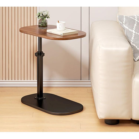 Simcat C Shaped Side Table,Adjustable Height C Table End Table for Couch,360°Swivel Couch Side Tables Slide Laptop Desk for Sofa/Bed/Bathtub/Rotating Tabletop (Walnut) - color: Walnut