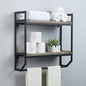 Towel Rack with Towel Bar,2-Tier 24" Bathroom Shelves Wall Mounted,Rustic Wall Shelf Over Toilet,Utility Storage Shelf Rack,Floating Shelves Towel Holder,Black - color: C
