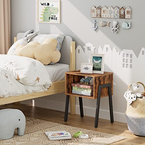 HOOBRO Nightstands Set of 2, Stackable End Tables, Small Side Tables, Bedside Tables with Open Storage Shelf, for Small Spaces, Bedroom, Living Room, Rustic Brown BF38BZP201 - color: Rustic Brown