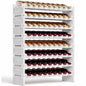 NutriChef 72 Bottle Wine Rack Stackable Bamboo Freestanding, 8-Tier Modular Shelf, Sturdy Wobble Free, Upgraded 2026 Design, Easy No-Tool Assembly for Kitchen, Cellar or Bar 33.5" x 10" x 41" (White) - size: 72 Bottle - White