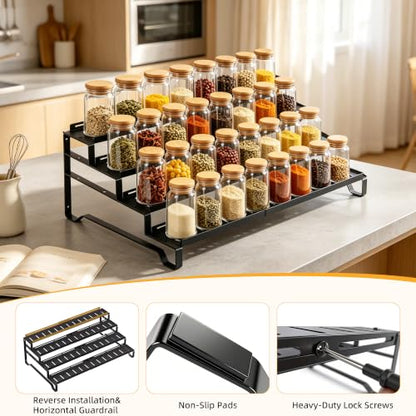 Attelite 4 Tier Expandable Can Rack Organizer for Pantry, Adjustable 13"-21" Metal Soda Can Organizer, Pantry Organization Canned Food Storage Holder for Kitchen Cabinet Countertop, Black 1Pack - size: 4tier*1pack