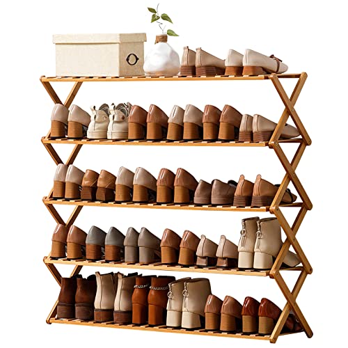 Choclaif Free Standing Shoe Racks for Closet, Shoe Shelf Bamboo Shoe Rack for Bedroom, Entryway Hallway Closet Living Room Organizer（5 Tier） - size: 5 Tier