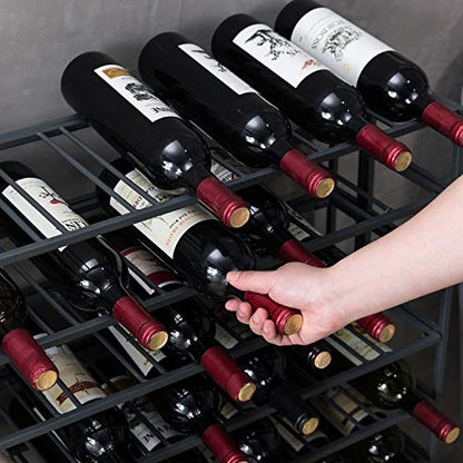 MyGift Gray Metal Wine Rack Freestanding Floor Stand, 9 Tier Wine Bottle Shelf - Holds up to 54 Bottles - color: Grey