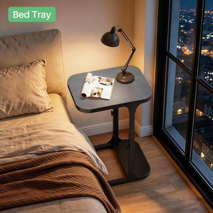 Kitstorack Height Adjustable End Table, Small Side Table for Couch, Sofa Table with Metal Frame for Living Room, Bedroom, Bedside C Shaped Table,Gray - color: Dark Gray