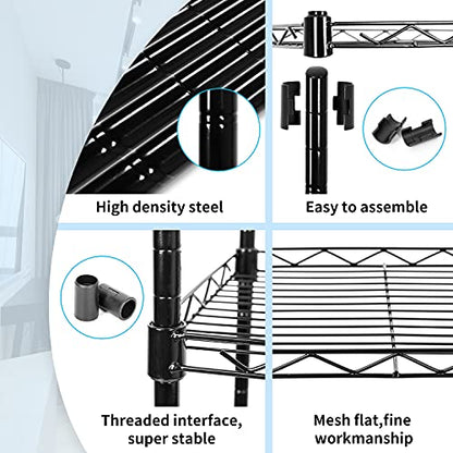 SUNLPH 5-Tier Wire Shelving Adjustable Shelves Unit Metal Storage Rack for Laundry Bathroom Kitchen Pantry Closet Organization (Black, 16.6" L x 11.4" W x 49.1" H) - size: 16.6"L x 11.4"W x 49.1"H - Basket