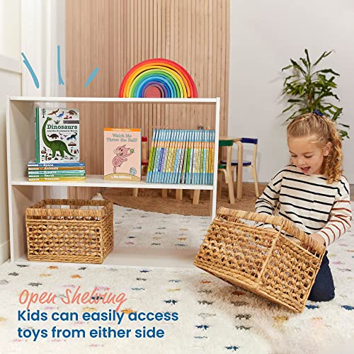 ECR4Kids Streamline 2-Shelf Double-Sided Storage Cabinet, 30in, Double-Sided Display, White Wash - color: White Wash
