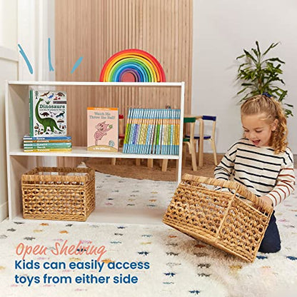 ECR4Kids Streamline 2-Shelf Double-Sided Storage Cabinet, 30in, Double-Sided Display, White Wash - color: White Wash