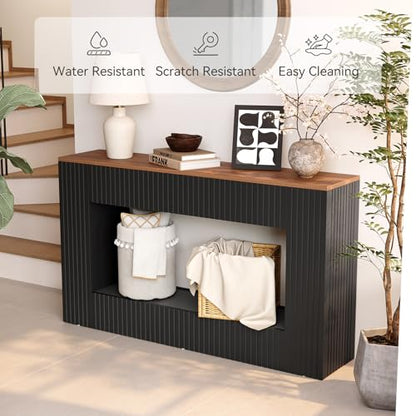LITTLE TREE Black Console Table for Entryway, 55 Inch Long Narrow Farmhouse Sofa Table with Storage for Living Room, Hallway, Entry, Behind Couch, Entrance, Foyer
