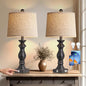 24.5" Table Lamp Set of 2, Rustic Farmhouse Bedside Lamps with USB A+C Charging Ports, 3-Way Dimmable Touch Control Nightstand Lamps for Living Room Bedroom, Antique Black, LED Bulbs Included - color: Antique Black