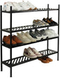 Shoe Rack, 4-Tier FreeStanding Shoe Shelf Stand, Stackable Shoe Storage Organizer for Closet, Holds up to 20-24 Pairs of Shoes for Entryway, Garage, Front Door Entrance, Metal, Black - size: 4 Tier