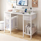 Furnify 42 Inch Computer Desk with Fabric Drawers & USB Power Outlet, White | Built-In USB Charging Station, Study Writing Table with Monitor Stand, Multifunctional Workstation for Bedroom Studyroom - color: White