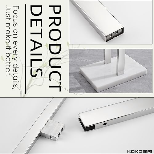 KOKOSIRI Bathroom Towel Rack 2-Tier Standing Towel Bars with Marble Base, Stainless Steel Freestanding Towels Holder, Thicken Steady Design, Polished Chrome THS0003-CH - color: Polished Chrome