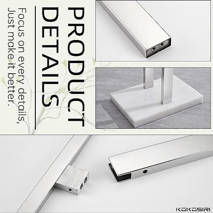 KOKOSIRI Bathroom Towel Rack 2-Tier Standing Towel Bars with Marble Base, Stainless Steel Freestanding Towels Holder, Thicken Steady Design, Polished Chrome THS0003-CH - color: Polished Chrome