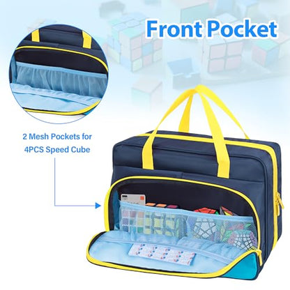 CURMIO Speed Cube Carrying Case, Portable Storage Bag Compatible with 34pcs Puzzle Cube for Home & Travel Use, Navy-White(Bag Only) - color: Navy White