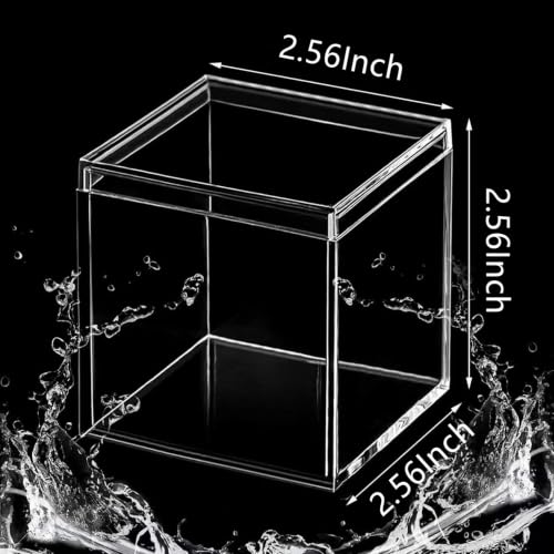 KissYou Acrylic Display Box with Lid 2 Pieces Clear Square Cube Jewelry Storage Contanier Wedding Candy Boxes - size: 2.56 x 2.56 x 2.56 Inch