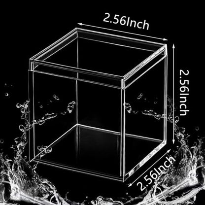 KissYou Acrylic Display Box with Lid 2 Pieces Clear Square Cube Jewelry Storage Contanier Wedding Candy Boxes - size: 2.56 x 2.56 x 2.56 Inch