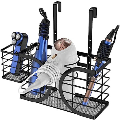Hair Dryer Holder 3in1 Hair Tool Organizer/Wall Mounted,Cabinet Door or Desk-based Blow Dryer Holder/Height-adjustable Curling Iron Holder/Bathroom Cabinet Organizer for Flat Irons | Hair Dryer Holder Wall mount Height-adjustable Curling Iron Holder/Bathr