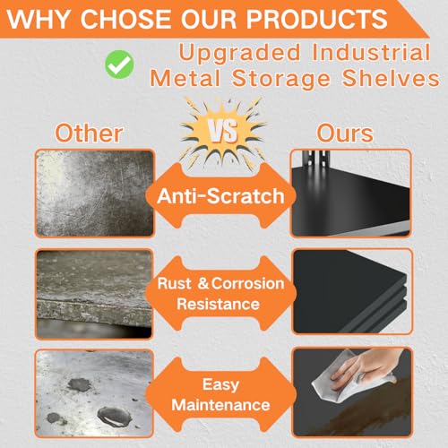 Garage Shelving, Heavy Duty Storage Shelves, Adjustable Boltless Units | Metal Shelving with Double Layer Posts, Industrial Steel Shelving for Garage Basement Warehouse Kitchen, Black, 31H*28W*14D - size: 28W*31H*14D-3T