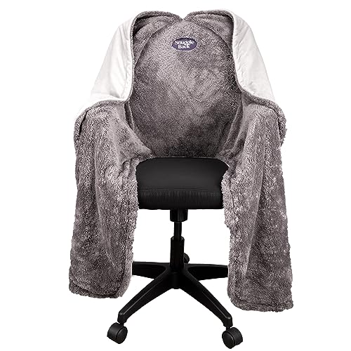 The Original Office Chair Blanket by SnuggleBack; Cozy Comfy Office Desk Chair Wrap Attaches for Hands-Free Warmth. Stay Warm In The Winter or Summer. (Grey Pattern Fleece) - color: Grey Pattern Fleece